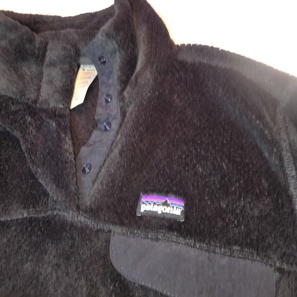 Patagonia Womens Black Re-Tool Snap-T Pullover Fuzzy Soft Fleece Jacket Medium - Picture 4 of 5